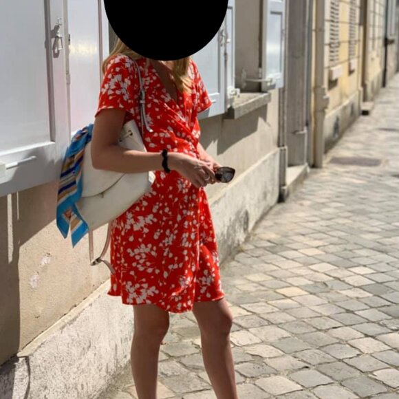 J.Crew Factory Floral Wrap Dress Orange Size 2 - Picture 7 of 7